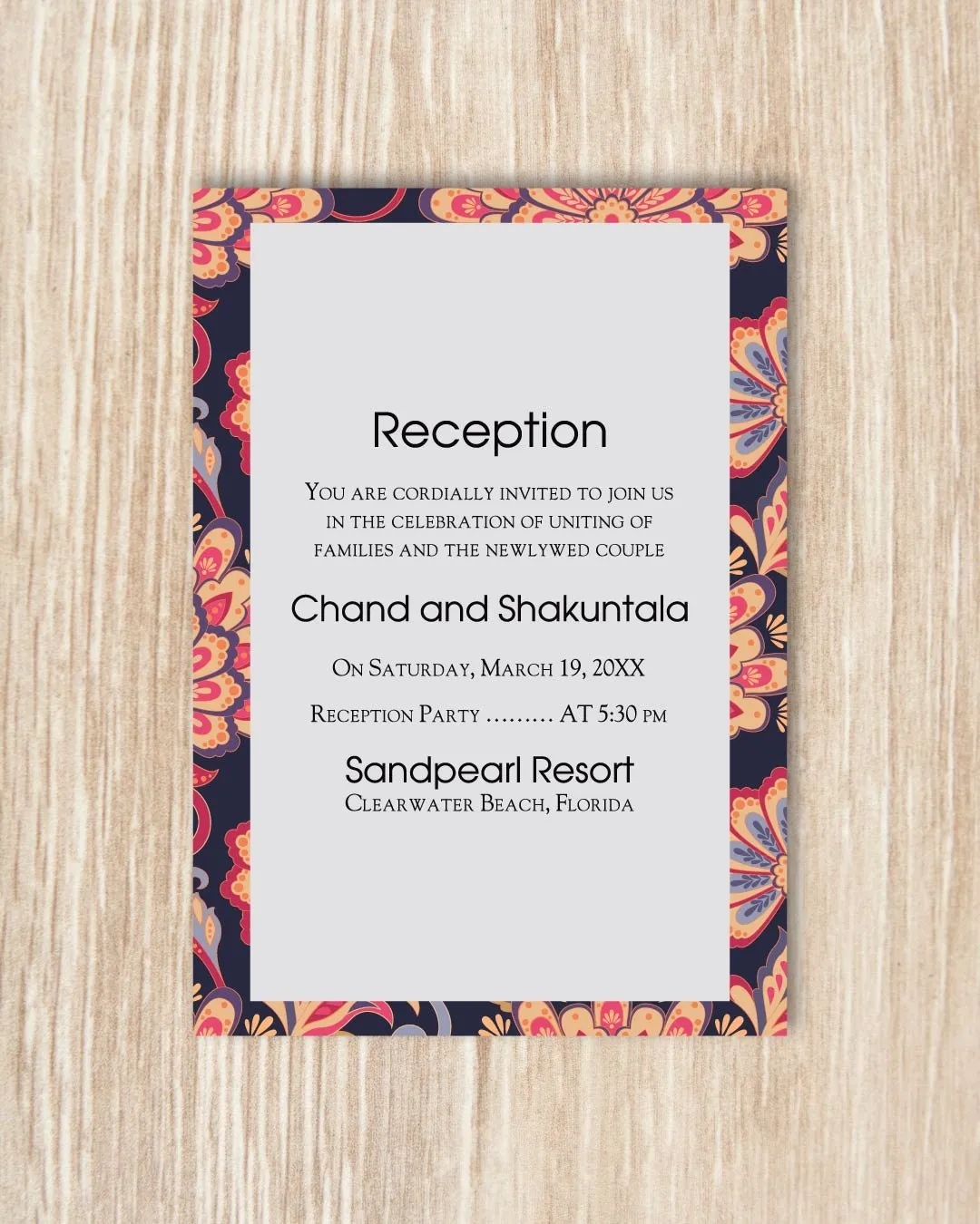 Lively Spring Flowers Indian Wedding Invitation