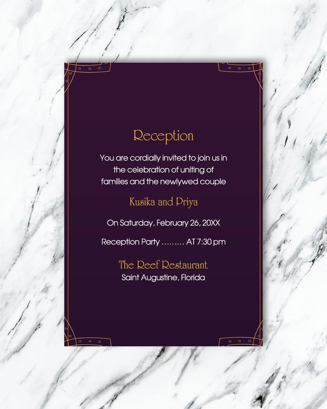Geometric Golden Flowers Indian Wedding Invitation