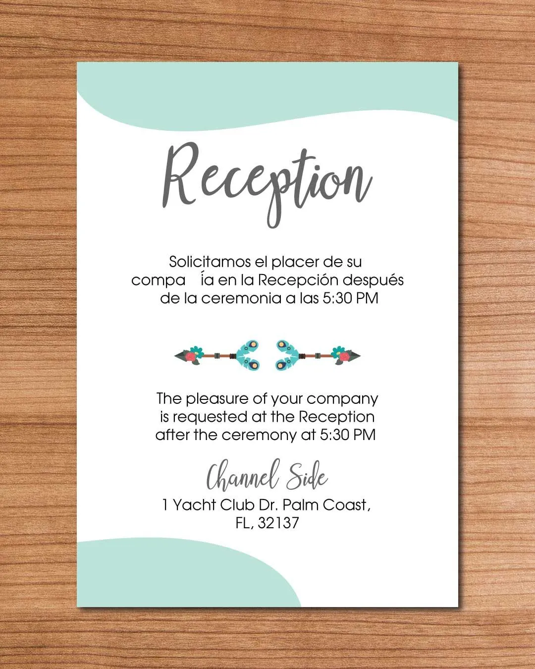 Boho Arrows Simple Flat 5x7 Spanish & English Wedding Invitation