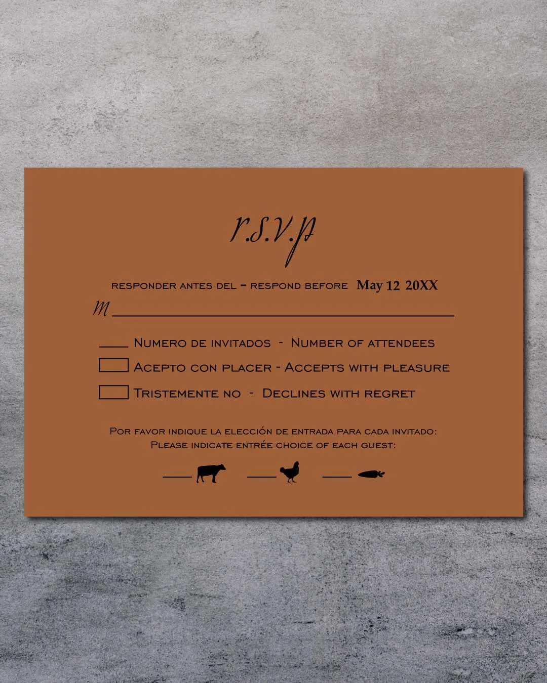 Design Boho Photo Simple Flat 5x7 Spanish & English Wedding Invitation