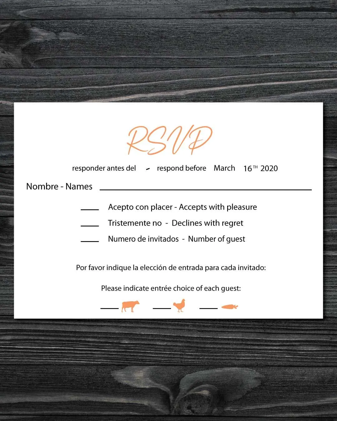 Couple Decorative Borders Simple Flat 5x7 Spanish & English Wedding Invitation