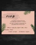 Tropical Stationery in Peach Simple Flat 5x7 Spanish & English Wedding Invitation