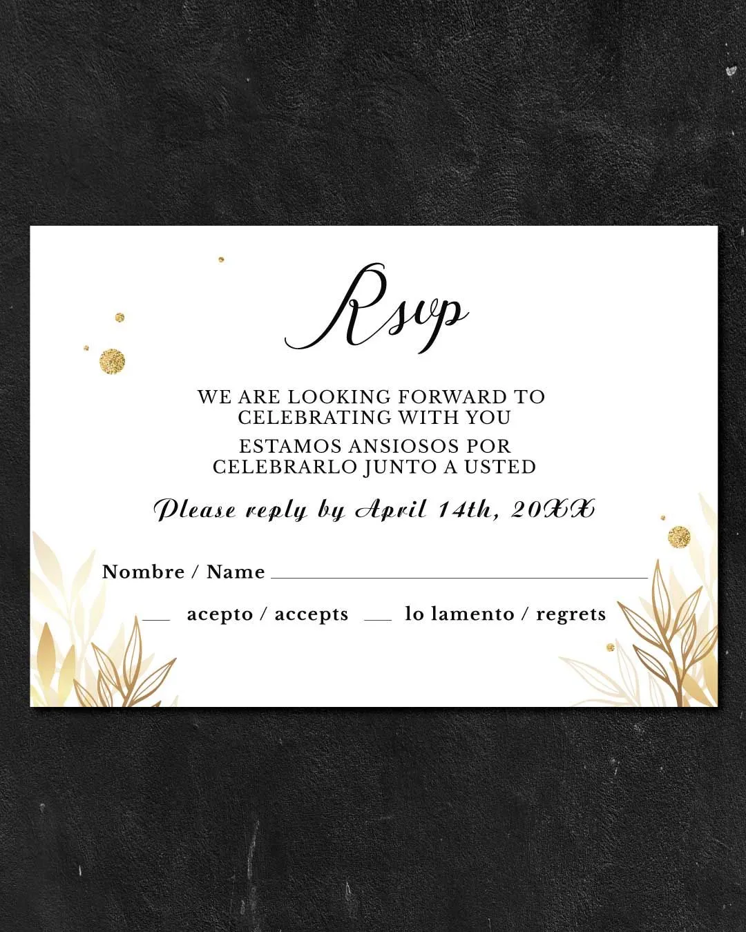 Luxury Gradient Photo Simple Flat 5x7 Spanish & English Wedding Invitation