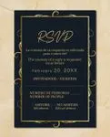 Elegant Gold Decorations Simple Flat 5x7 Spanish & English Wedding Invitation