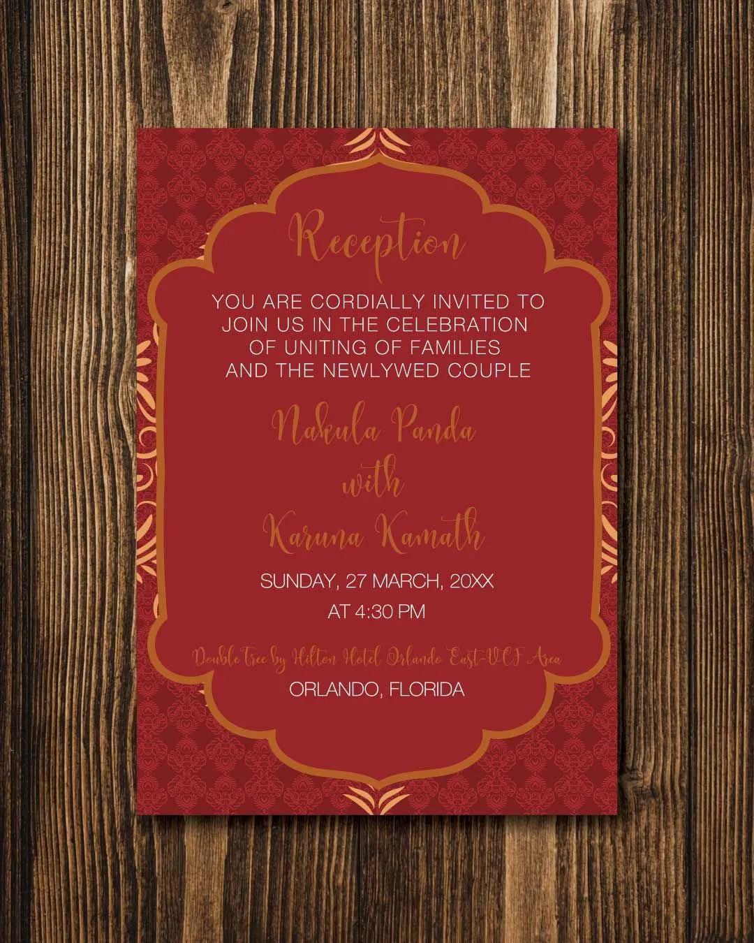 Intricate Red Floral Indian Wedding Invitation