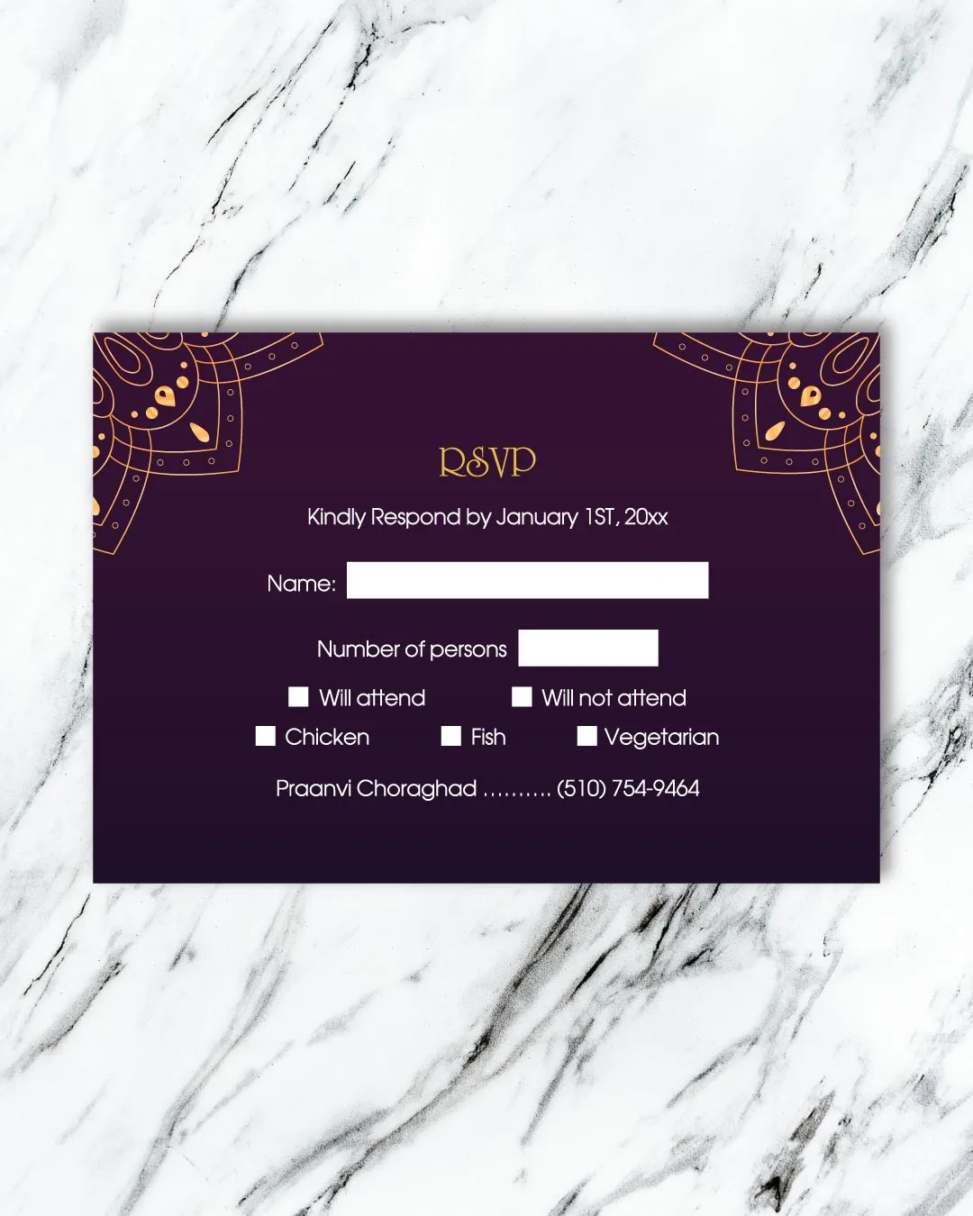 Geometric Golden Flowers Indian Wedding Invitation
