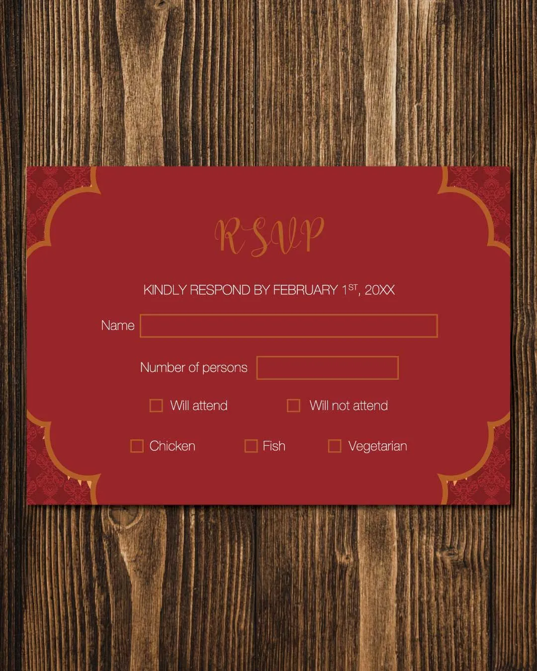 Intricate Red Floral Indian Wedding Invitation