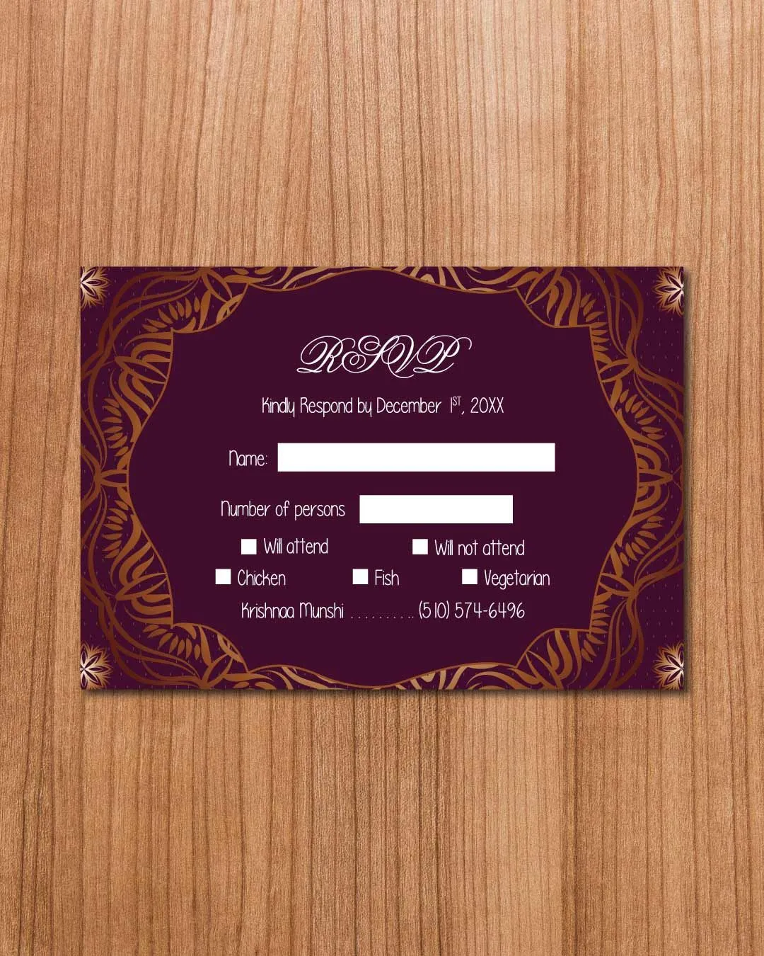 Purple Abstract Border Indian Wedding Invitation