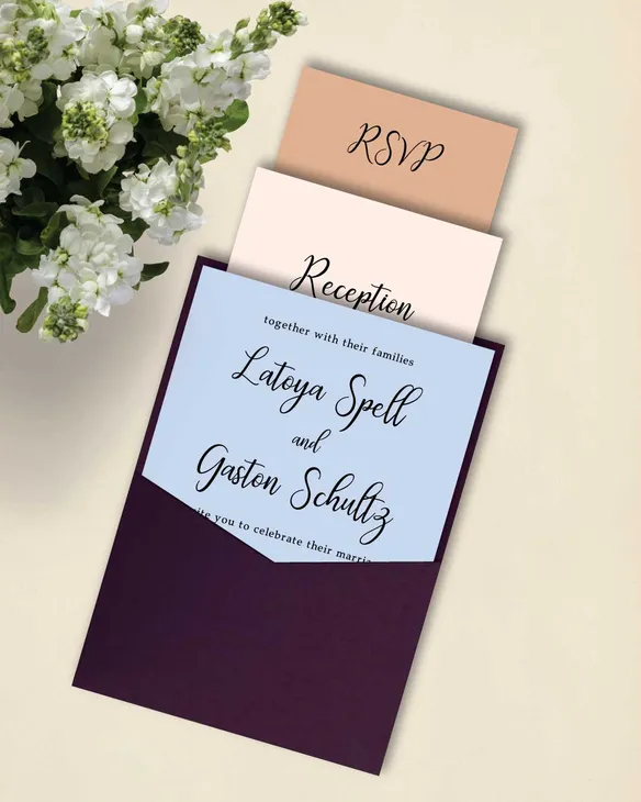 Tricolor Palette A7 Denali Pocket Wedding Invitation