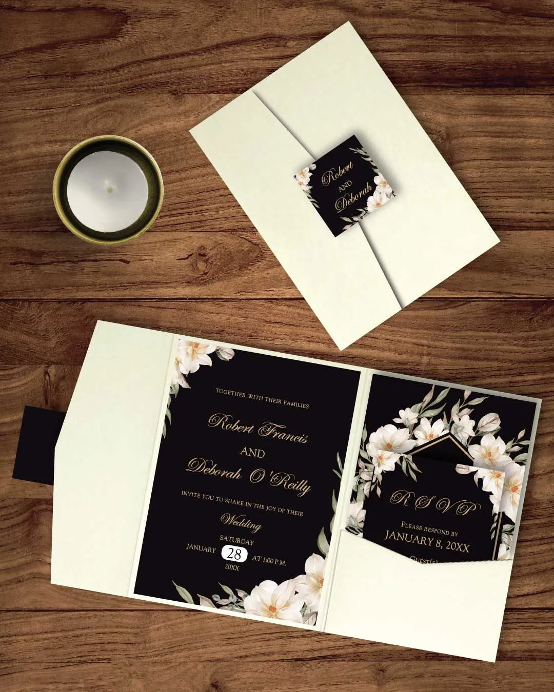Beautiful Classic Design A7.5 Himalaya Pocket Wedding Invitation