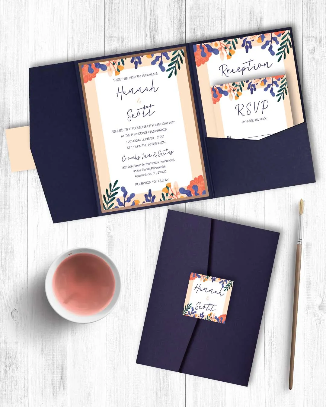 Various Colored Leaves A7.5 Himalaya Pocket Wedding Invitation
