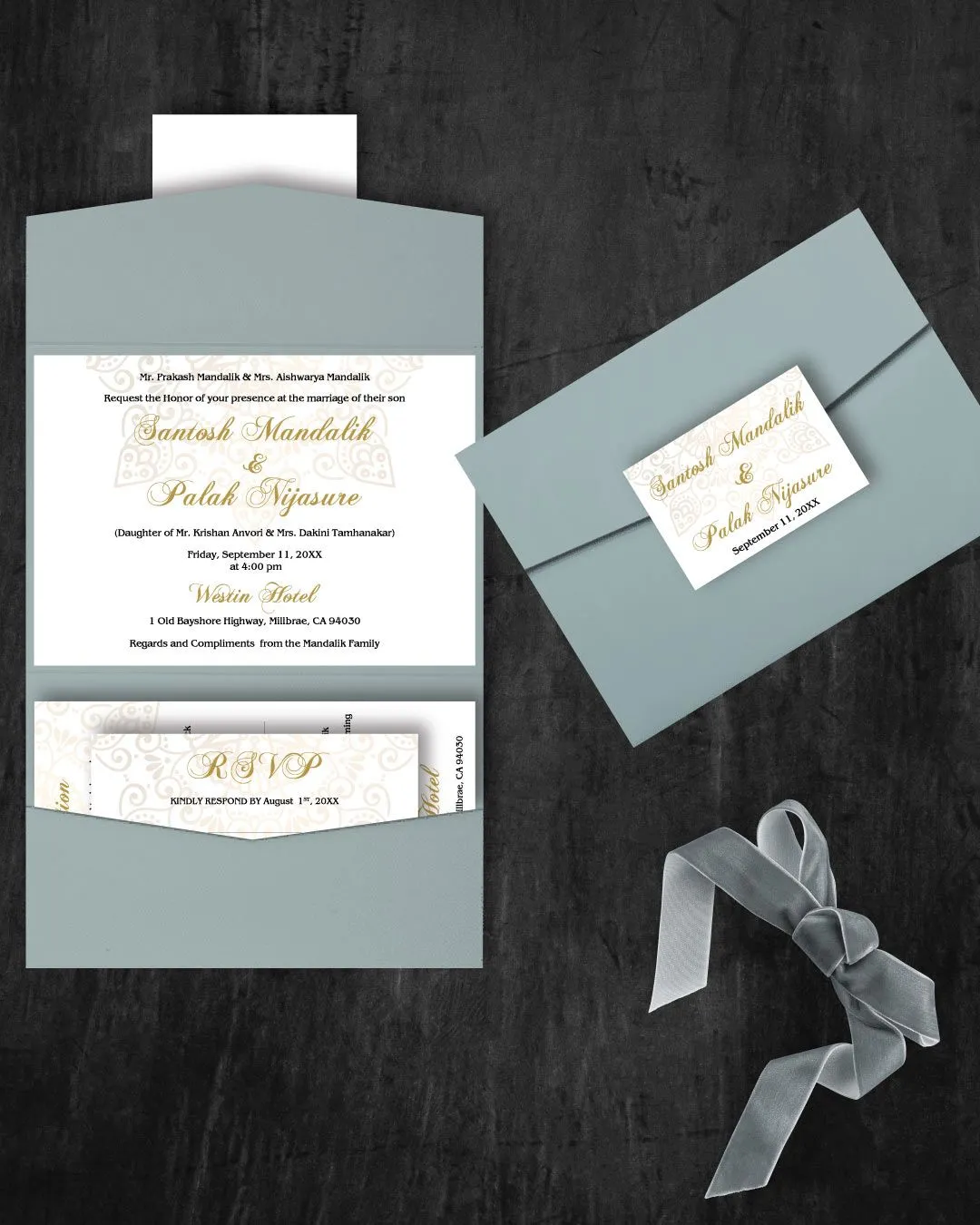 Luxury Mandala A7 Atlas Pocket Wedding Invitation