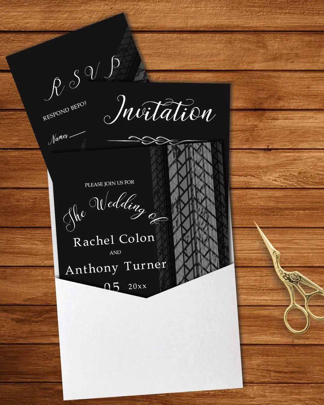 Marked Rim Wheels A7 Denali Pocket Wedding Invitation