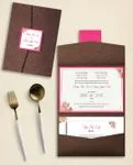 Elegant Engagement A7 Atlas Pocket Vietnamese & English Wedding Invitation