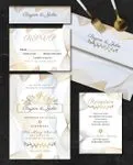 Abstract Golden Waves Simple Flat 5x7 Wedding Invitation