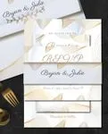 Abstract Golden Waves Simple Flat 5x7 Wedding Invitation