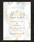 Abstract Golden Waves Simple Flat 5x7 Wedding Invitation