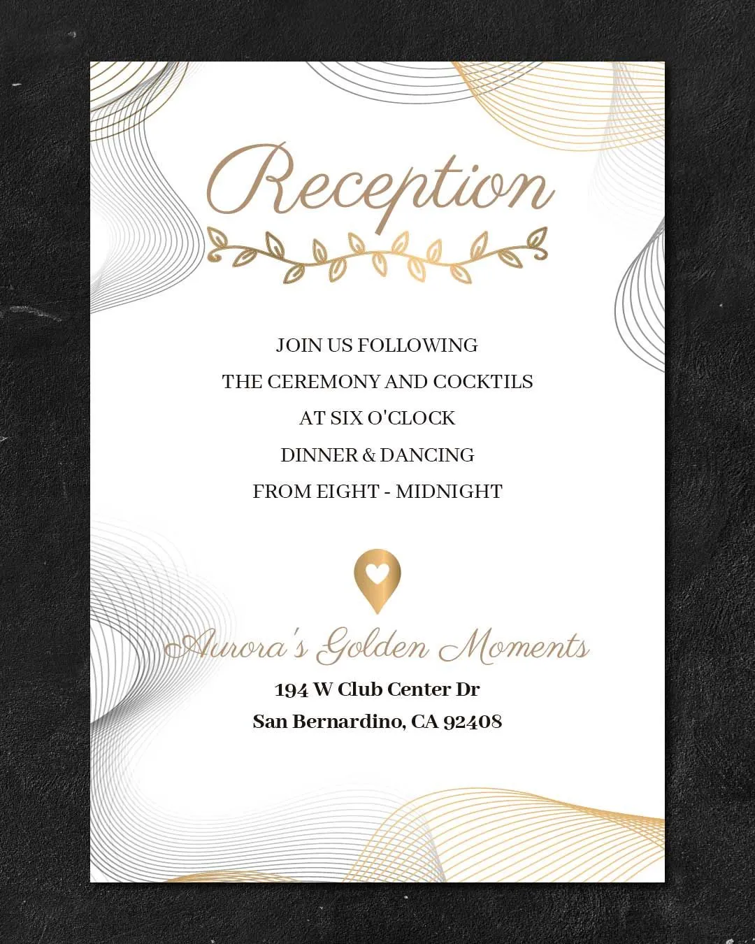 Abstract Golden Waves Simple Flat 5x7 Wedding Invitation