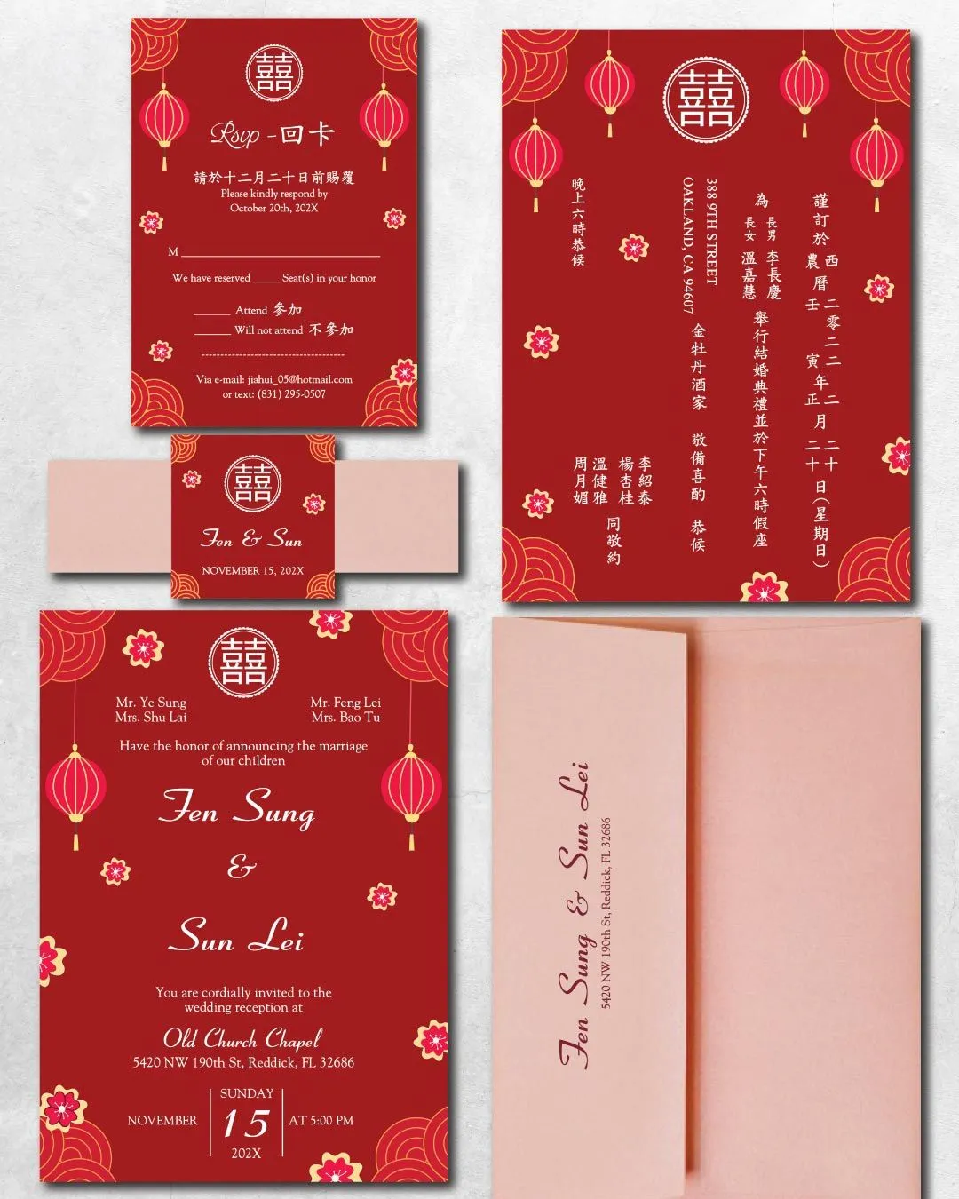 Printed Corners and Flowers Simple Flat 5x7 Wedding Invitation