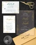 Decorative Golden Frame Acrylic Wedding Invitation