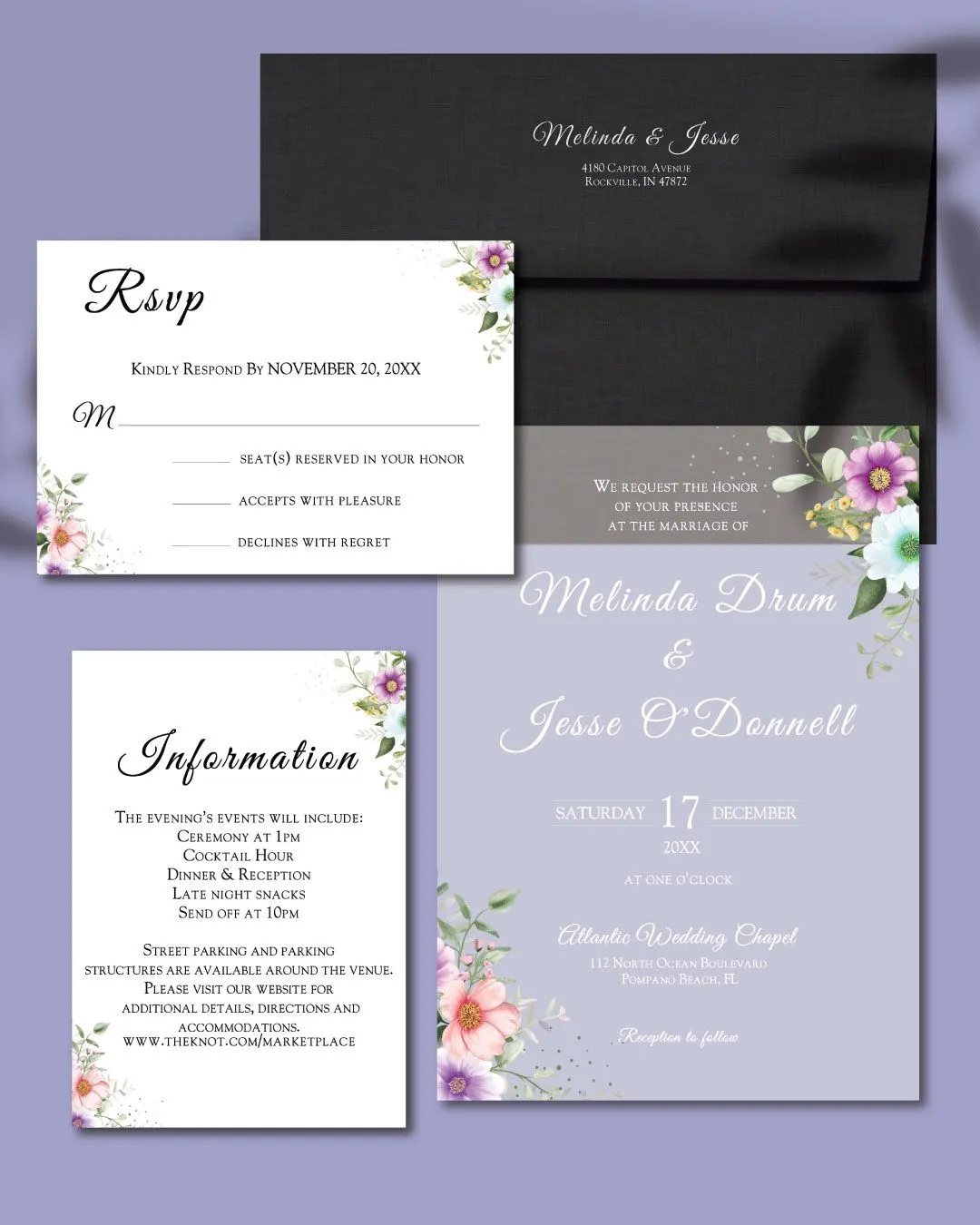 Flowers Pastel Colors Acrylic Wedding Invitation