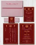 Faint Palace and Lanterns Simple Flat 5x7 Wedding Invitation