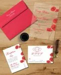 Strong Red Letters Acrylic Wedding Invitation