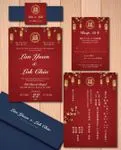 Golden Lanterns and Branches Simple Flat 5x7 Wedding Invitation