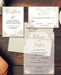 Beige Flower And Branch Acrylic Wedding Invitation