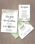 Simple Pine Branches Simple Flat 5x7 Wedding Invitation
