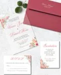 Flower Corners and Pink Acrylic Wedding Invitation