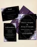 Purple Flowers Simple Flat 5x7 Wedding Invitation