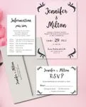 Black Ornamental Corners Acrylic Wedding Invitation