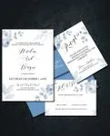 Subtle Blue Flowers Simple Flat 5x7 Wedding Invitation