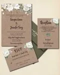 Cardboard Design Flowers Simple Flat 5x7 Wedding Invitation