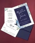 Winter Flowers and Frame Simple Flat 5x7 Wedding Invitation