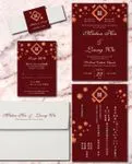 Burgundy Flowers Simple Flat 5x7 Wedding Invitation