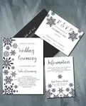 Black Snowflakes Simple Flat 5x7 Wedding Invitation