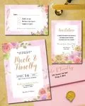 Multicolored Rose Bouquet Simple Flat 5x7 Wedding Invitation