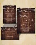Wood Winter Ligths Simple Flat 5x7 Wedding Invitation