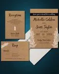 Cardboard White Branches Simple Flat 5x7 Wedding Invitation