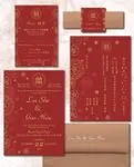 Radiating Gold Flowers Simple Flat 5x7 Wedding Invitation