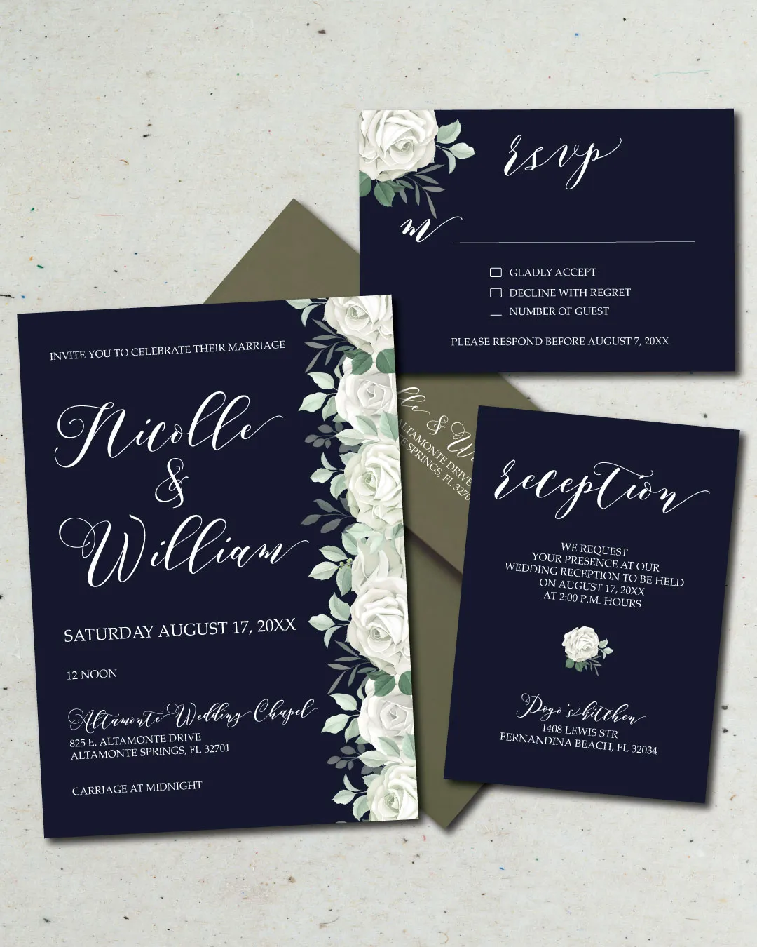 Dark Invitation Flowers Simple Flat 5x7 Wedding Invitation