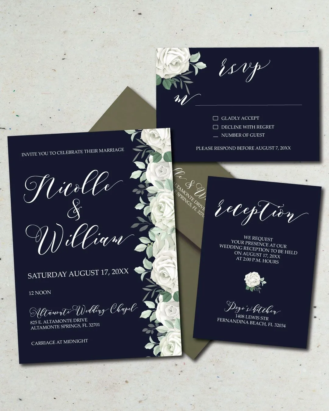 Dark Invitation Flowers Simple Flat 5x7 Wedding Invitation