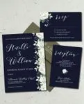 Dark Invitation Flowers Simple Flat 5x7 Wedding Invitation