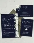Dark Invitation Flowers Simple Flat 5x7 Wedding Invitation