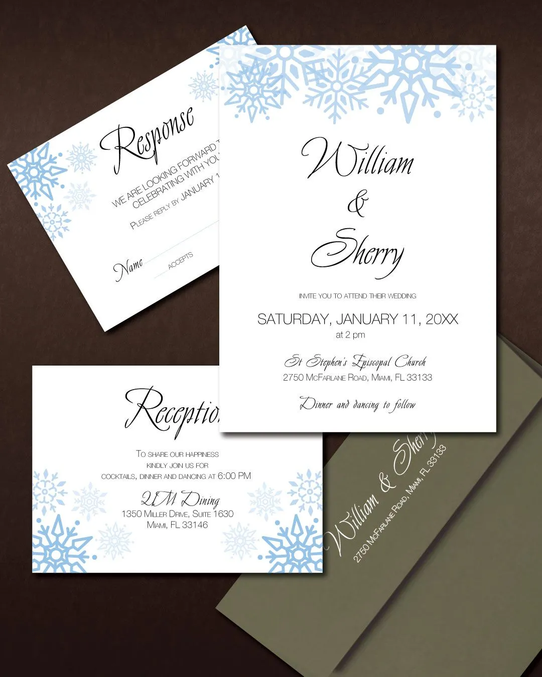 Winter Festival Simple Flat 5x7 Wedding Invitation