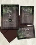 Pine and Wood Design Simple Flat 5x7 Wedding Invitation