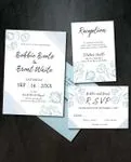 Blue Floral Silhouettes Simple Flat 5x7 Wedding Invitation
