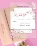 Pink Flowers In Corners Acrylic Wedding Invitation